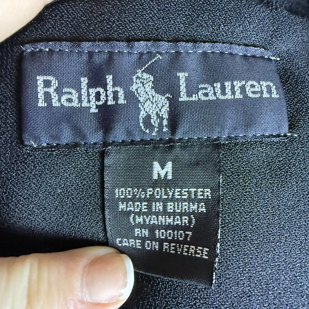 Ralph Lauren Casual Short Sleeve Camp Shirt Sz M Black White Pony Cuban Collar - Picture 11 of 13